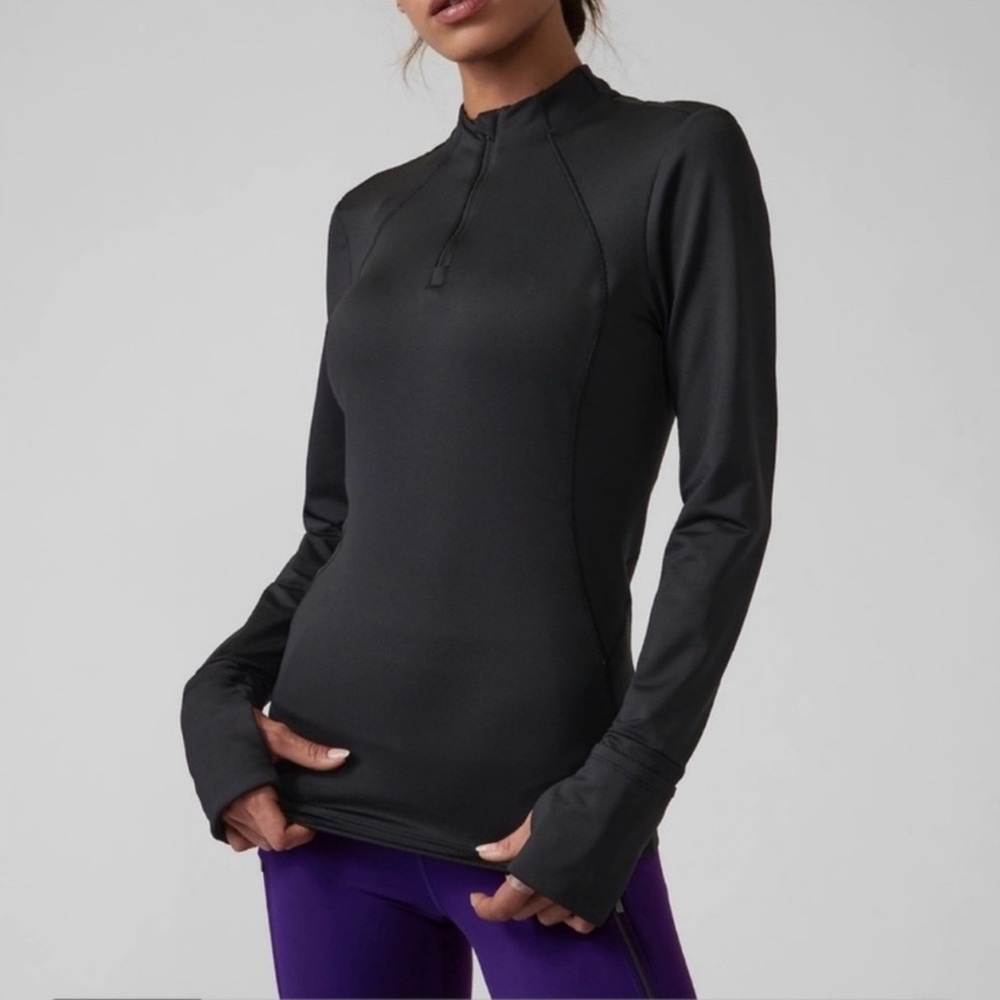 Athleta Whistler Half Zip Black Fitted Long‎ Sleeve Jacket size Medium